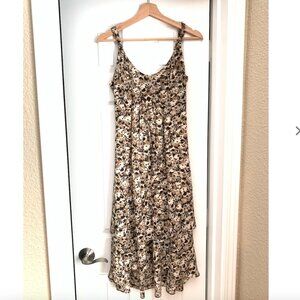 Banana Republic floral midi dress 100% silk